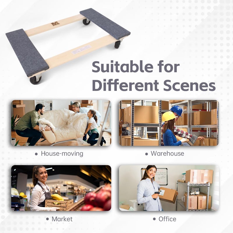 Maxworks 50857 1320 lbs. Capacity 18 in. x 30 in. Hardwood Furniture Moving Dolly KD Version, Two Pack - Image 5